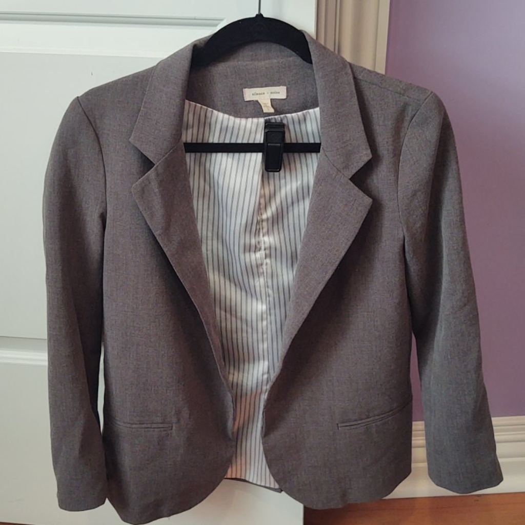 Gray,Open Front, Blazer